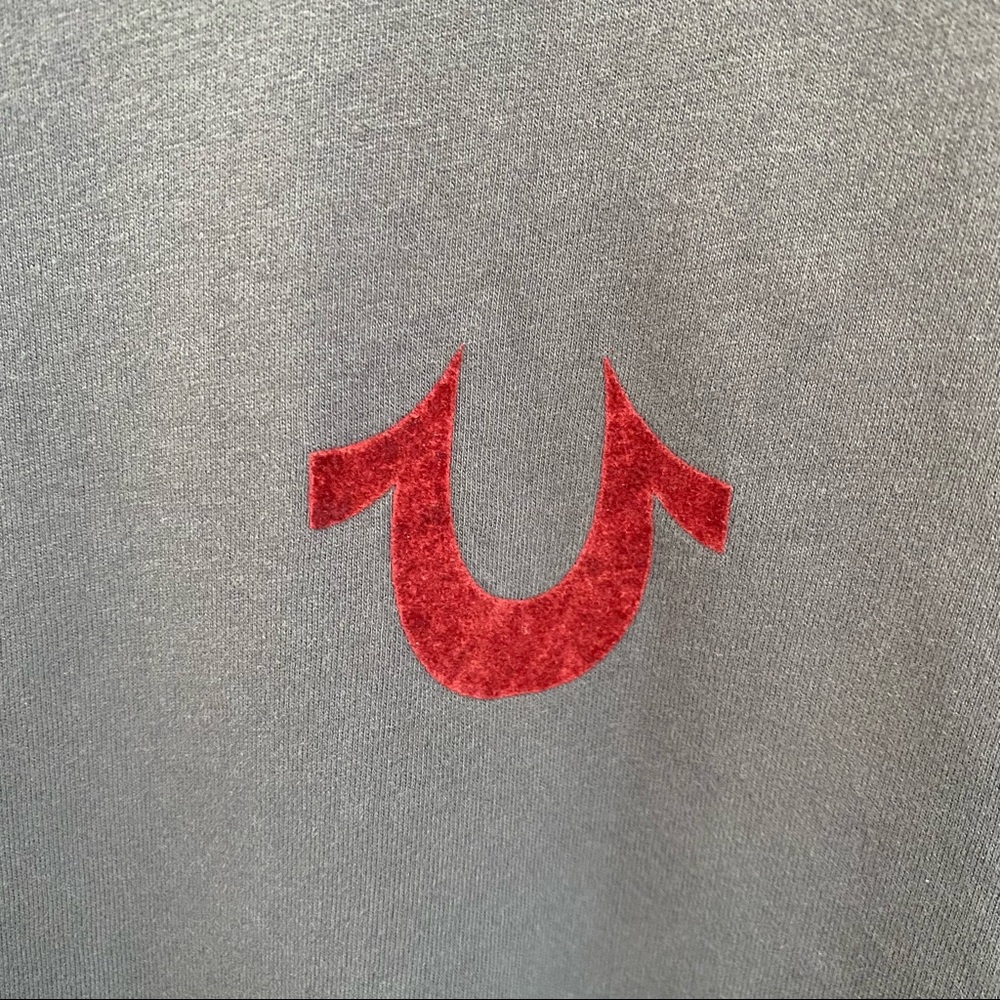 True Religion Felt Logo Dark Gray and Red Crew
Neck T-Shirt Size XL - Picture 3 of 9